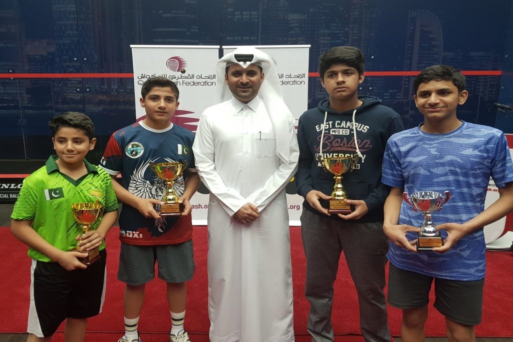 Noor Zaman,Hamza Khan, Sakhiullah wins titles in Qatar Junior Squash
